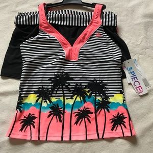 NWT Girls 3-Piece Swimsuit Set